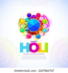 Vector illustration of Happy Holi greeting, written Hindi text means it's Holi, Festival of Colors