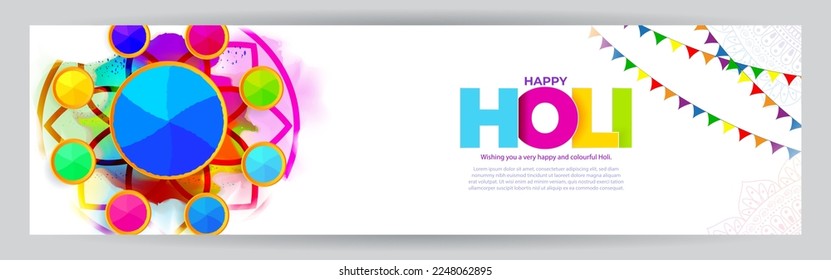 Vector illustration of Happy Holi greeting, written Hindi text means it's Holi, Festival of Colors