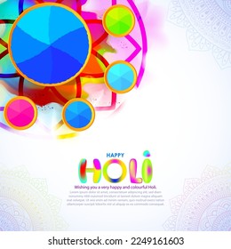 Vector illustration of Happy Holi greeting, written Hindi text means it's Holi, Festival of Colors