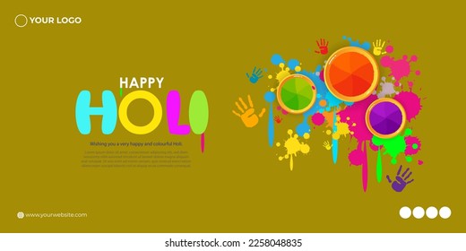 Vektorgrafik von Happy Holi Gruß, geschriebener Hindi-Text bedeutet es Holi Festival of Colors, Festival-Elemente mit buntem Hintergrund 