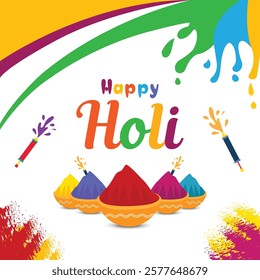 Vector illustration of Happy Holi greeting, Festival of Colors