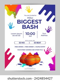 Vector illustration of Happy Holi Invitation social media feed template