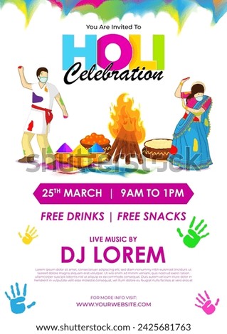 Vector illustration of Happy Holi Invitation social media feed template