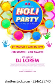 Vector illustration of Happy Holi Party Invitation Template background