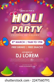 Vector illustration of Happy Holi Party Invitation Template background