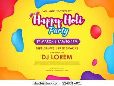 Vector illustration of Happy Holi Party Invitation Template background