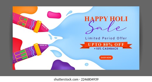 Vector illustration of Happy Holi Sale banner template for app and website