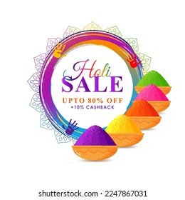 Vector illustration of Happy Holi Sale banner template for app and website