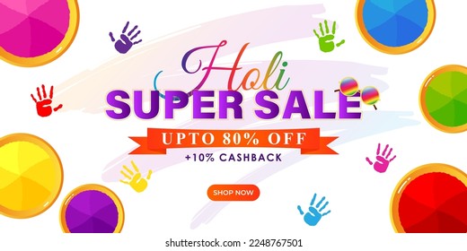 Vector illustration of Happy Holi Sale banner template for app and website