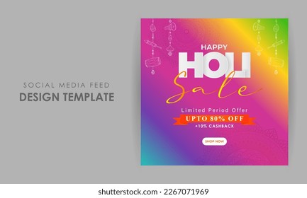 Vektorgrafik von Happy Holi Sale Social-Media-Story-Feed-Mock-up-Vorlage