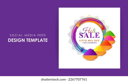 Vector illustration of Happy Holi Sale social media story feed mockup template