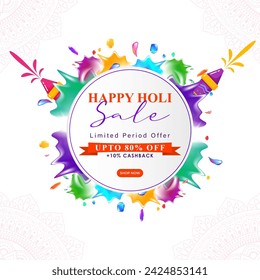 Vector illustration of Happy Holi Sale social media feed template