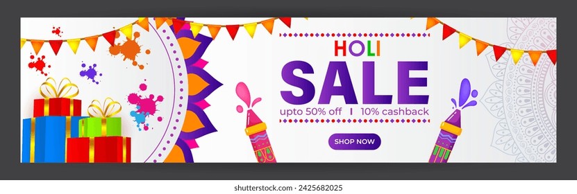 Vector illustration of Happy Holi Sale social media feed template