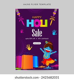 Vector illustration of Happy Holi Sale social media feed template