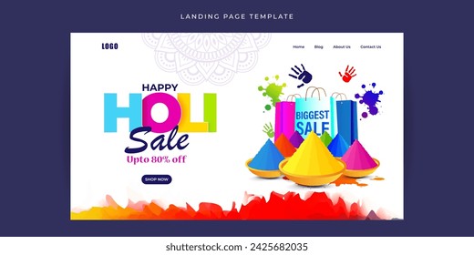 Vector illustration of Happy Holi Sale social media feed template