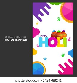 Vector illustration of Happy Holi social media feed template