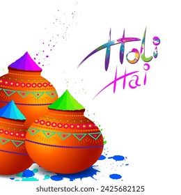 Vector illustration of Happy Holi social media feed template written hindi text means its holi 