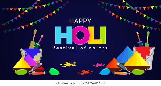 Vector illustration of Happy Holi social media feed template