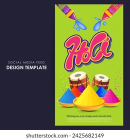 Vector illustration of Happy Holi social media feed template