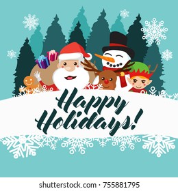 A vector illustration of Happy Holidays Greeting Card Poster