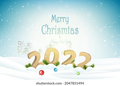 Vektorgrafik von Glückspilz oder Grußkarte, Winterlandschaft der Weihnachtswelt