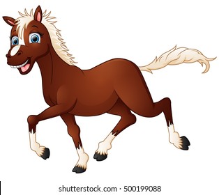 Vector illustration of Happy horse cartoon