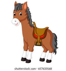 vector illustration of Happy horse cartoon