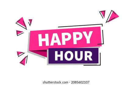 Vector Illustration Happy Hour Banner Label.