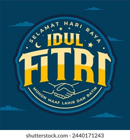 Vector illustration of Happy Idul Fitri greeting card banner poster template - Selamat Hari Raya Idul Fitri