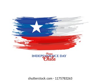 Vector illustration. Happy independence day of Chile. Celebrated 18th of September. festive design graphics, symbolic colors and flags and happy people