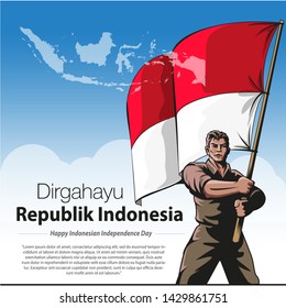 Vector illustration, Happy independence day of the Republic of Indonesia.