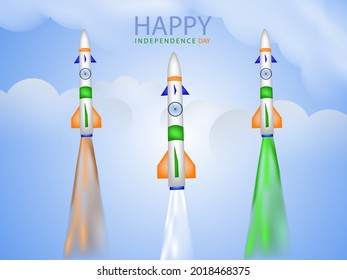 vector illustration Happy Independence Day Freedom Indian Rocket launch, ship. vector, illustration concept base on independence day. Rocket launch in space Indian Independence Day concept background.