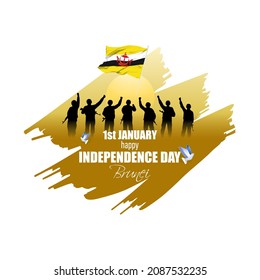 Vector illustration of happy independence day Brunei
