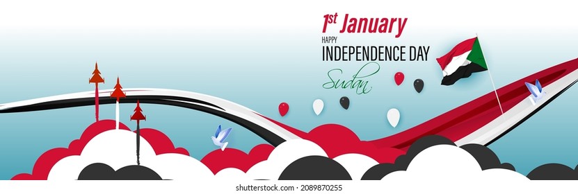 Ilustración vectorial del feliz Día de la Independencia de Sudán
