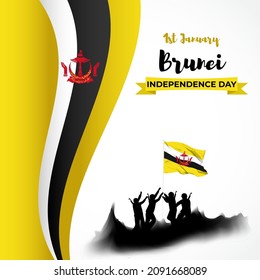 Vector illustration of happy independence day Brunei