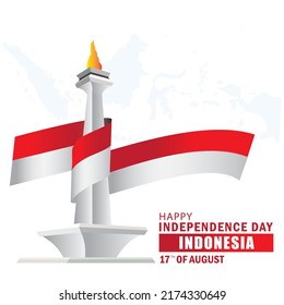 ilustración vectorial del feliz día de la independencia en la celebración de Indonesia el 17 de agosto
