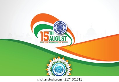 Vector illustration of Happy independence day in India celebration on 15 August with India gate, Indian flag design and flying pigeon