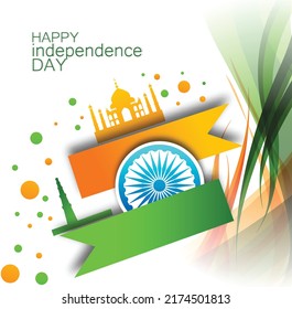 Vector illustration of Happy independence day in India celebration on 15 August with India gate, Indian flag design and flying pigeon
