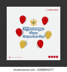 vector illustration for happy independence day - Montenegro social media story feed mockup template post