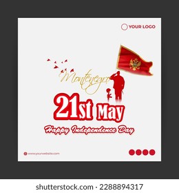 vector illustration for happy independence day - Montenegro social media story feed mockup template post