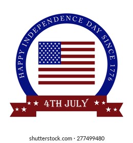 Vector illustration for Happy Independence Day with red ribbon.