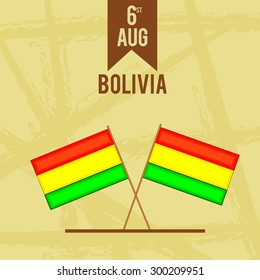  vector illustration Happy Independence Day Bolivia flag with colourful  background.
