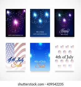 Vector illustration of Happy independence day United States of America 4th of July card. 