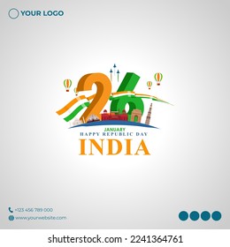Vector illustration of Happy Indian Republic Day 26 January