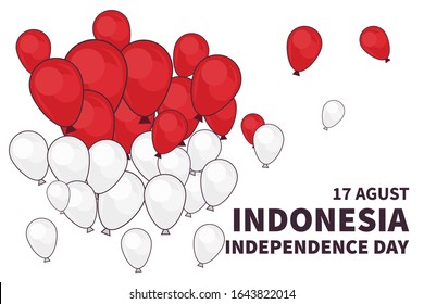 vector illustration happy indonesia independent day in 17 agustus 1945. dirgahayu republik indonesia lettering template card banner. indonesia flags ballon. indonesia background merdeka.