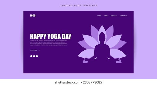 Vector illustration of Happy International Day of Yoga Website landing page banner mockup Template