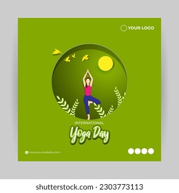 Vector illustration of Happy International Day of Yoga social media story feed mockup template