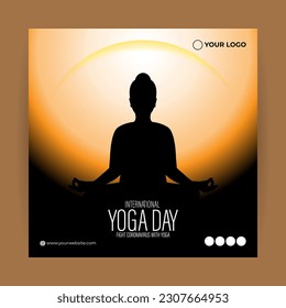 Vector illustration of Happy International Day of Yoga social media story feed mockup template