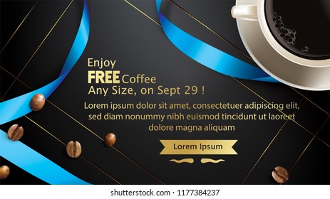 Vector illustration of happy International or national Coffee Day with hand lettering. Suitable for greeting card, poster and banner. mobile background