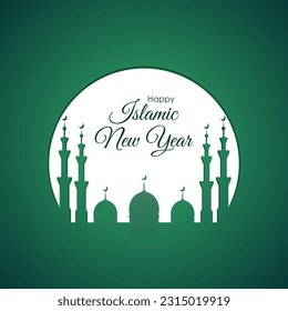 Vector illustration of Happy Islamic New Year social media story feed mockup template